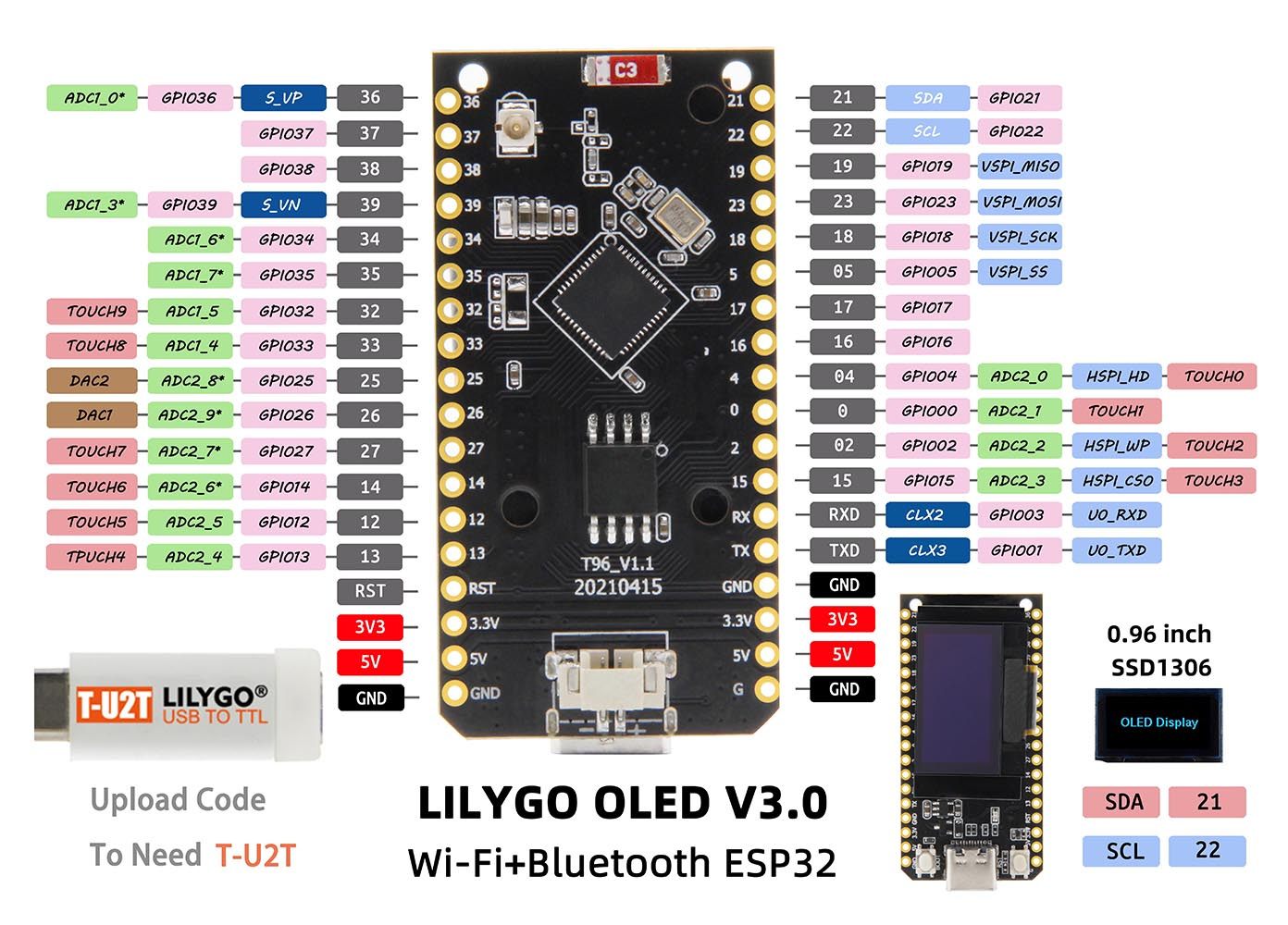 Esp32 Wifi Bluetooth Module - Placa de Desarrollo ESP32 OLED V3.0,